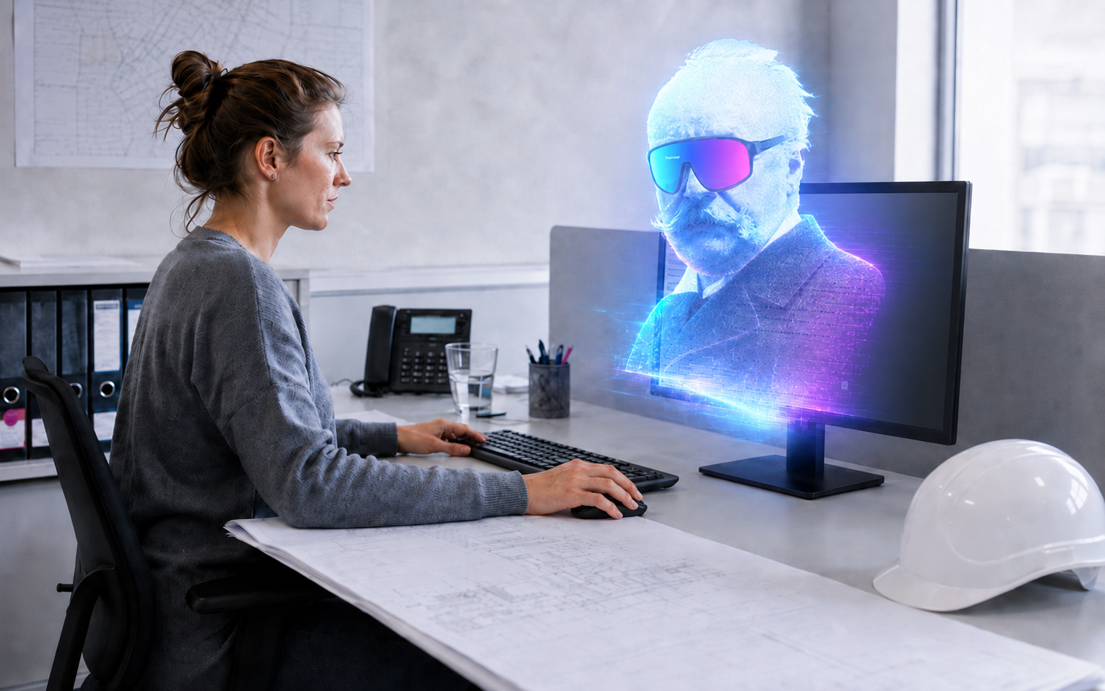 Holografischer Berater im modernen Büro
