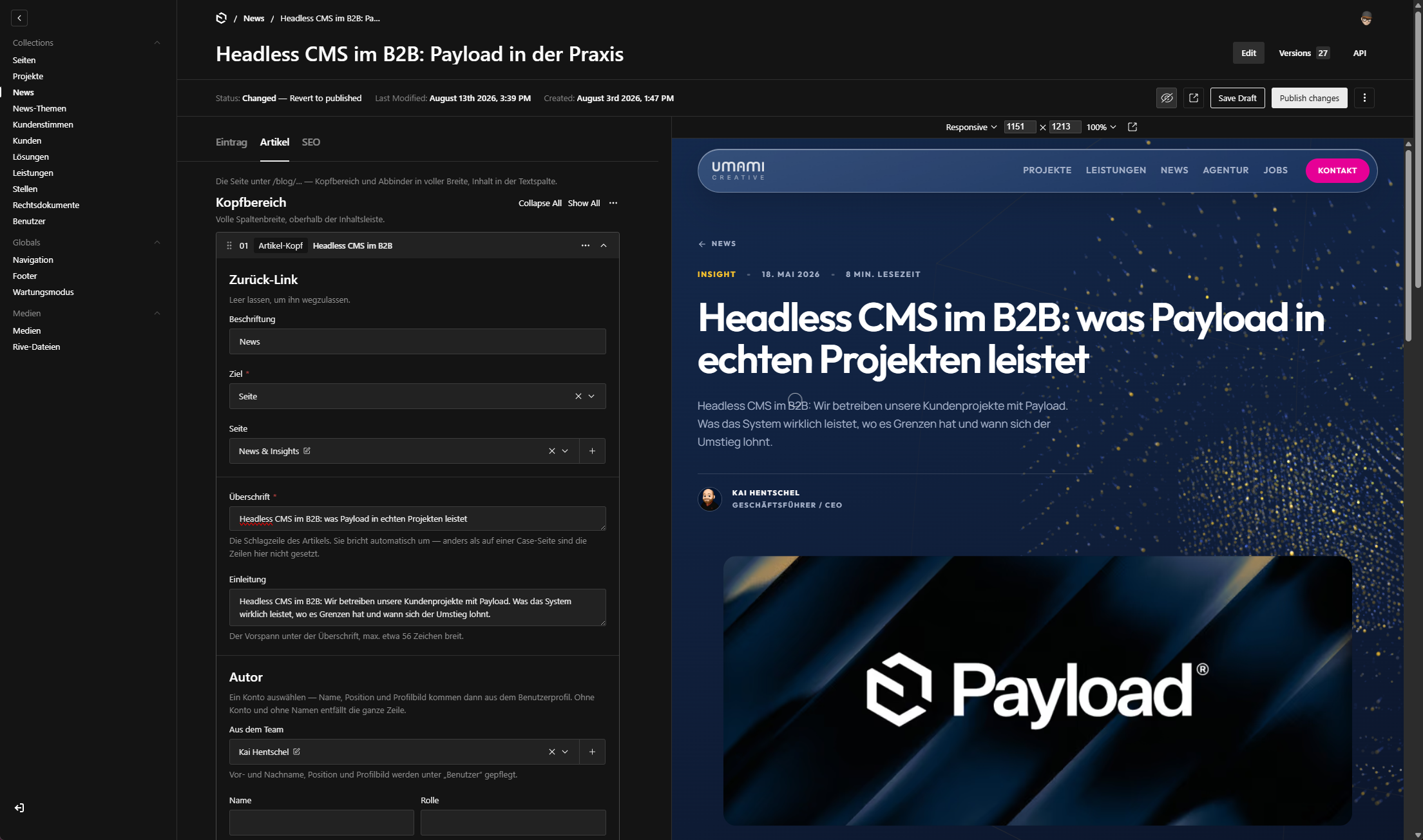 Payload Backend Kai Umami